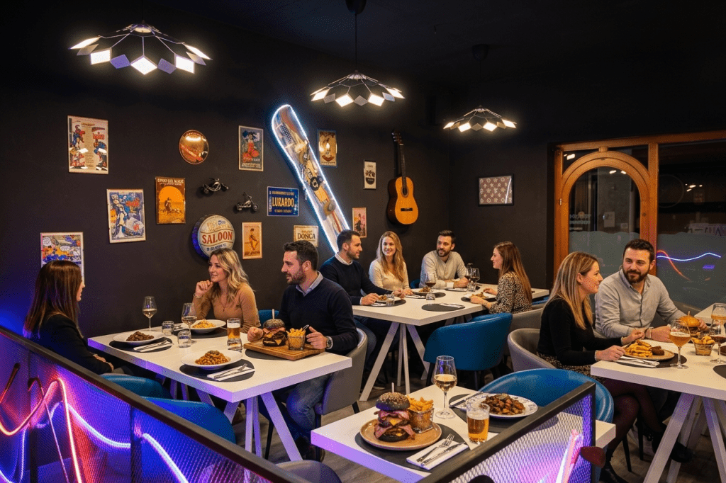 Tavolata con clienti in un ristorante a Monselice durante la cena