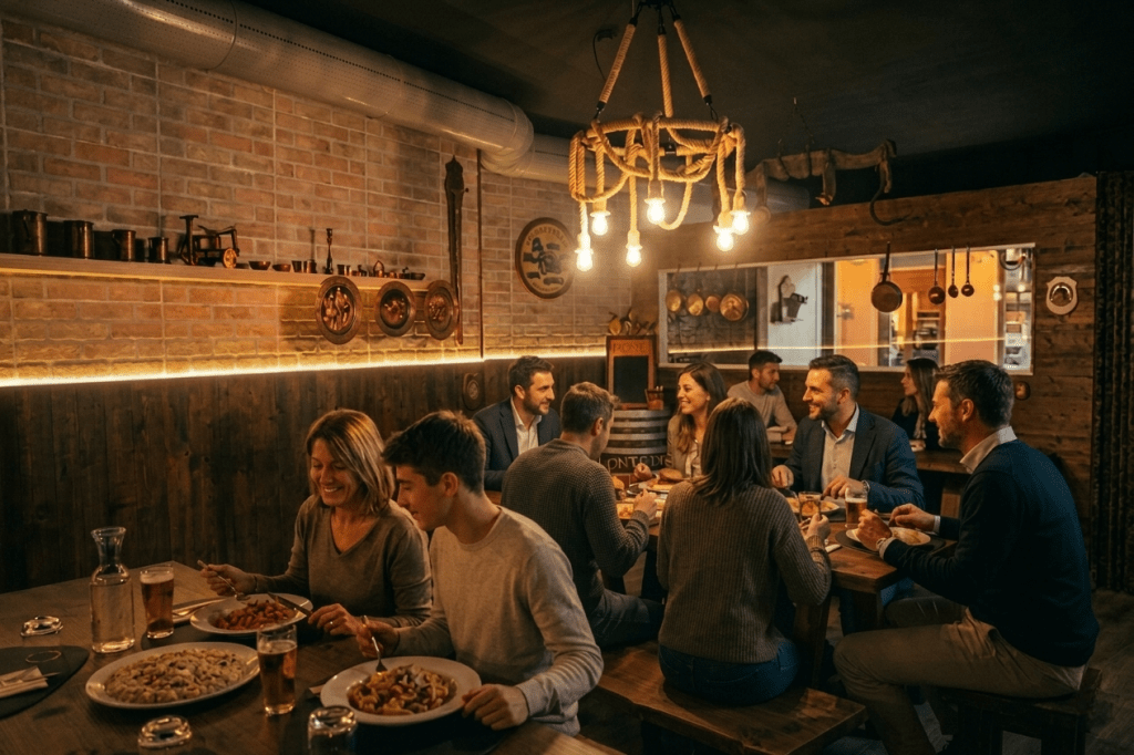 Locale interno della Riserva 2.0 a Monselice con persone durante la cena